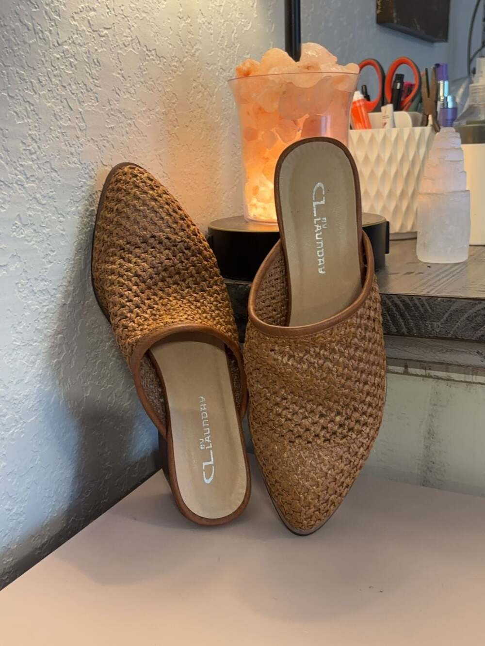Sh3: CL by Chinese Laundry Concord Woven Tan Mules 7